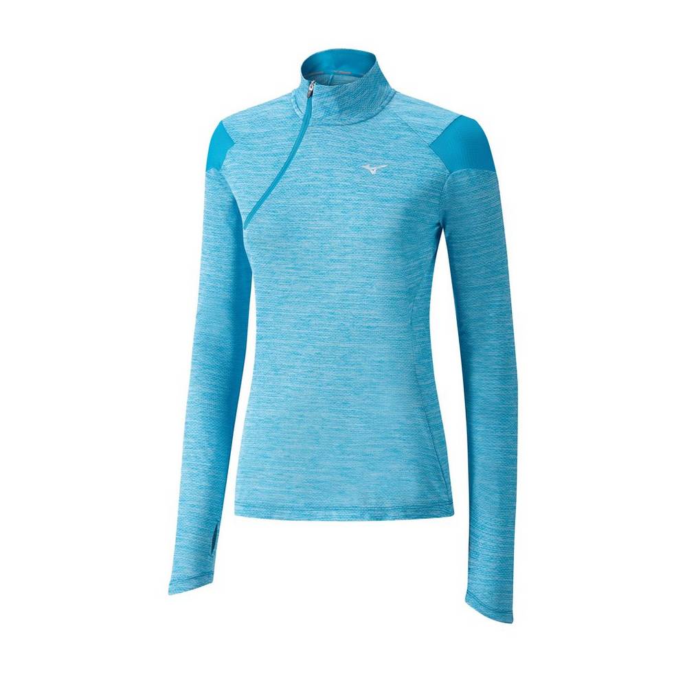 Mizuno Women's ALPHA HALF ZIP Running Tops Azure (421694-ESL)